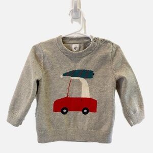 GAP Iconic Sweater with Christmas Tree on Car - 18-24m